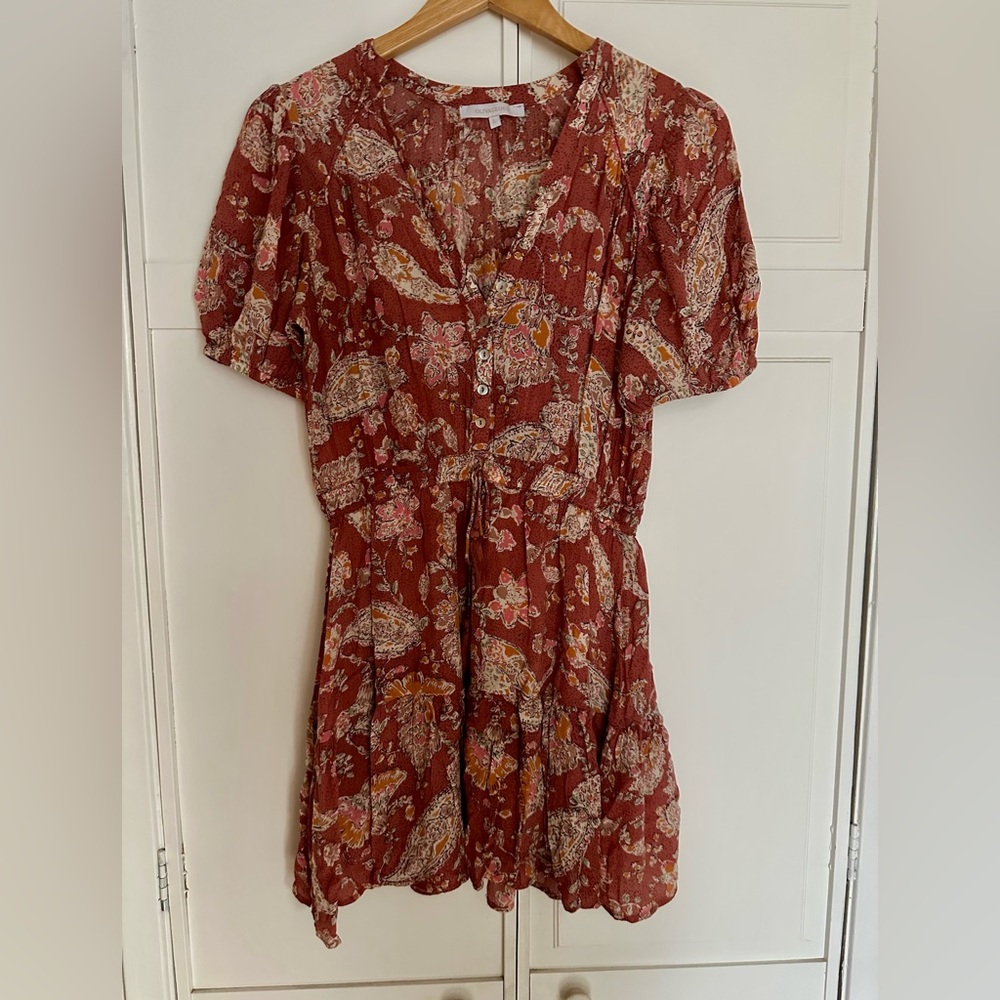 Olivaceous Rust Floral Mini Dress